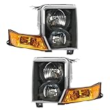 DICMIC Headlights w/Amber Signal Pair Driver/Passenger Head Lamps Compatible with 2006-2010 Jeep Commander, Black