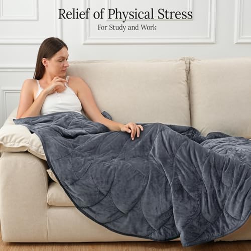 Image of Kaisa Weighted Blanket for Adults (10 lbs, 60 inch x 78 inch), Soft Heavy Blanket Machine Washable, Queen Size Weighted Blankets with Glass Beads for Stress Relief and Sleep Promotion,Grey