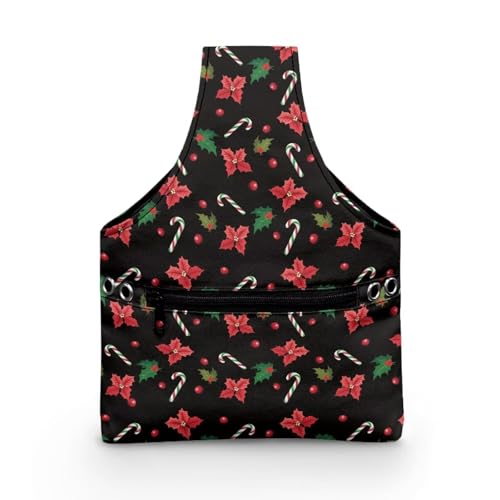 Image of KUIFORTI Christmas Yarn Bag for Crocheting, Xmas Poinsettia Flower Crochet Bag Organizer, Knitting Bag Crochet Bag Small Yarn Bags for Crocheting on The Go