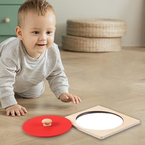 Juguetes sensoriales interactivos de madera con espejo integrado 3