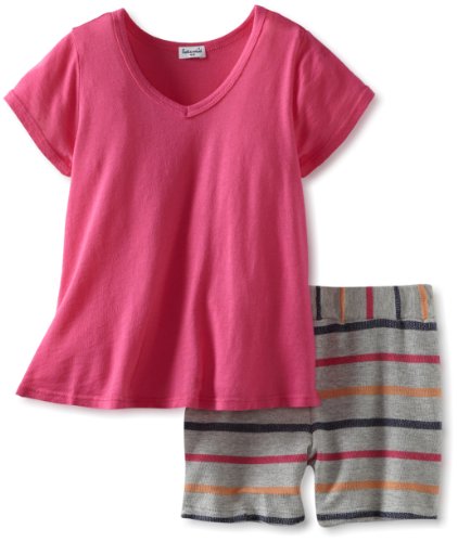 Conjunto de pantalones cortos a rayas para niñas pequeñas con cintura elástica suave