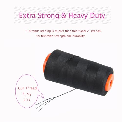 Hilo de poliéster negro para coser con 3 agujas curvas miniatura 5