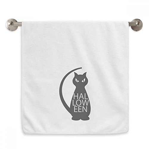 Serviette Chat Noir Halloween blanche de 13x29 pouces douce - 2