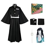 Kahopy Anime Cosplay Costume Outfit Set with Wig Earrings Uniform for Halloween (Black, X-Large)