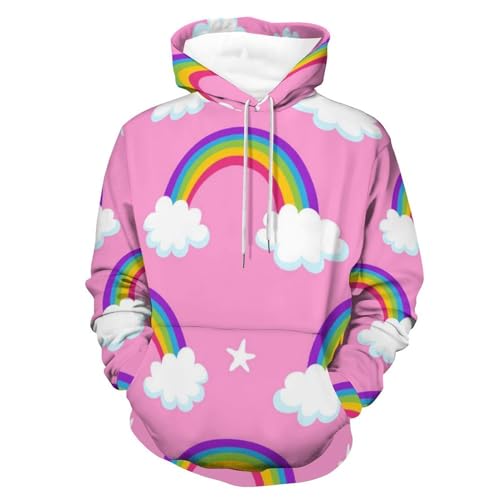 Hoody sweatshirt pull pour homme femme avec motif arc-en-ciel manches longues taille S
