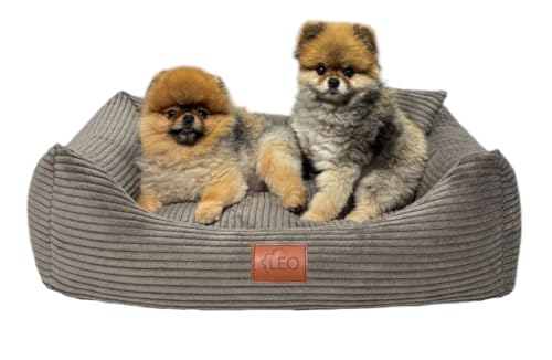 Leo4dog Hundebett Cord Waschbar Bezug Für kleine mittelgroße und große Hunde Hundekissen Hundesofa Hundekorb (Braun, M 80x60)
