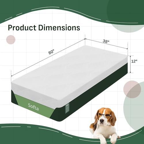 Image of Softa 12 inch Twin XL Cooling Gel Memory Foam Mattress, Viscose from Bamboo, Medium Firm, Certi-PUR & Oeko-TEX Certified, 10-Year Warranty, Green Tea Support Foam, Washable, Mattress in a Box