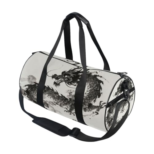 Bolsa de gimnasio para hombres y mujeres con pintura de dragón abstracto