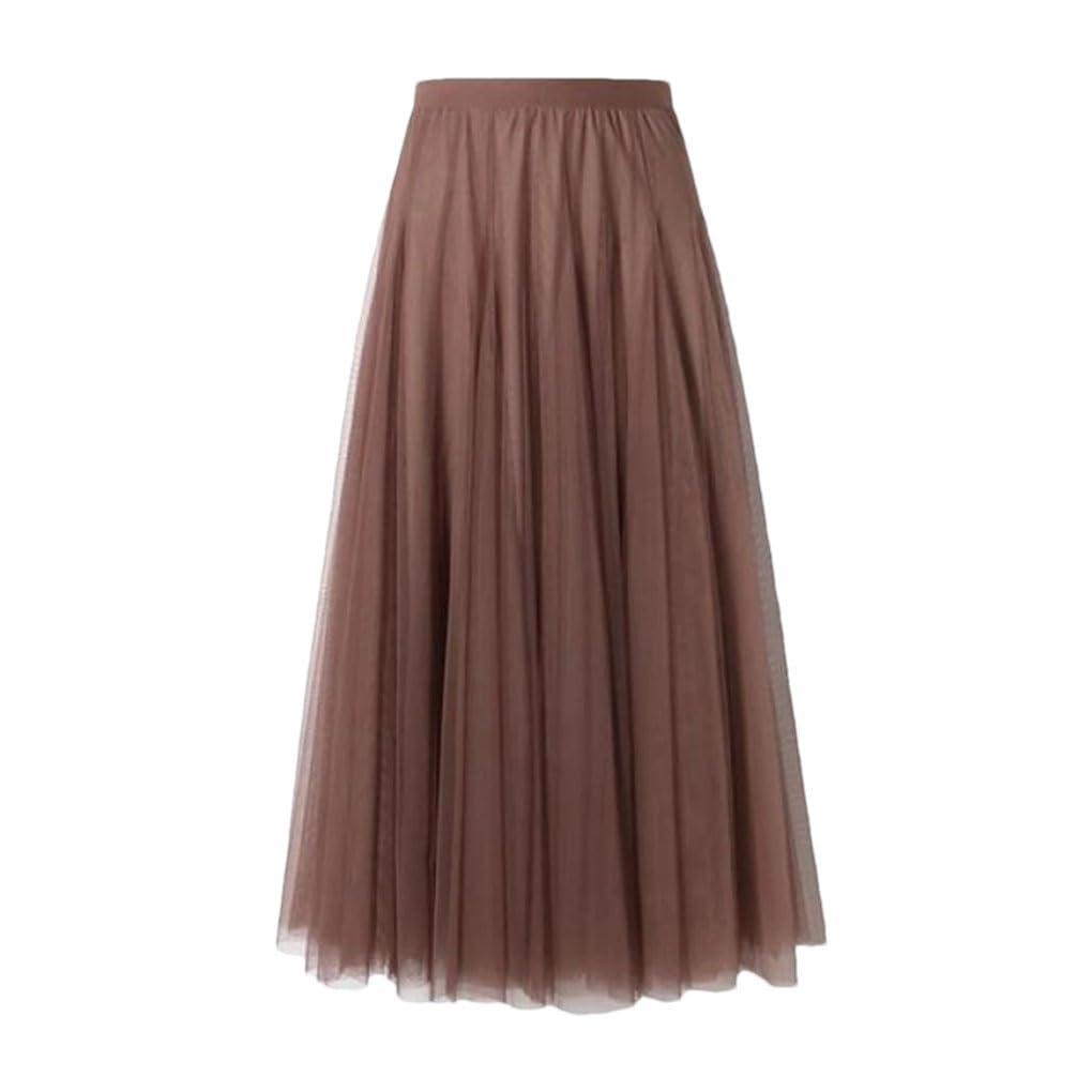 HXZASFG Maxi Langer Tüllrock Damen Hohe Taille Kleider Netzröcke Herbst Winter Elastische Damen Tutu Röcke Rote Röcke