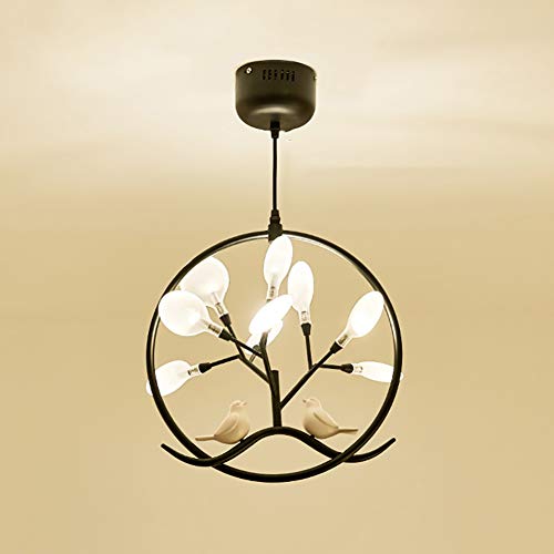 Rond Lustre Abat-jour Acrylique Source De Lumière (Inclus) Neuf Têtes Golden Lustre Luciole Décoratifs Plafonnier,G4 (G4) Créatif Oiseau Lustre-Lumière noire et blanche Hotte mate d'axon