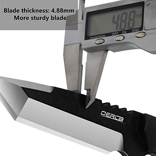 Oerla Tac Knives Olx-004 Fixed Blade Outdoor Duty Straight Knife 420Hc Stonewashed Steel Field Knife Camping Knife With G10 Handle Waist Clip Edc Kydex Sheath (Black) #TOP2