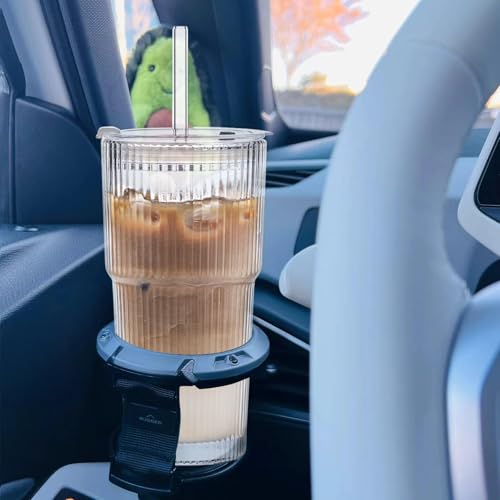 INSETLAN 20 oz Ribbed Glass Tumblers with Lids and Glass Straws – 4-Piece Glassware Set, Thickened Glass, Ideal for Iced Coffee, Smoothies, Cocktails, and Juices – Elegant and Durable Drinkware - Thumbnail 6