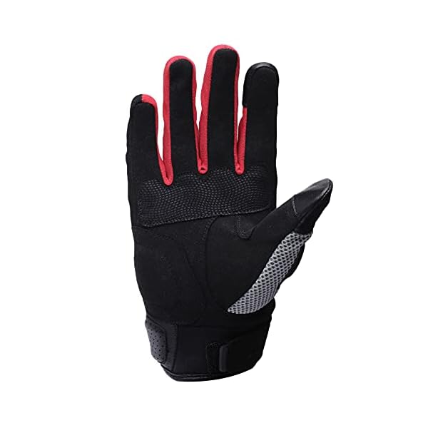 TVS Riding Gloves for Men-Mesh for Ventilation, Bike Riding Gloves with Touch Screen Compatible & Visor Wiper Fingertips, TPR Protection for Knuckles-Premium Bike Gloves for Riding Comfort (Grey-M)