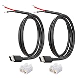 USB-C Power Cable (Input Only) with Copper Quick Wire Connector, 20AWG 5V 5A DC Power Lead, from Bare Wire DC Input for USB-C Device Power Input, 1M, 2 Pack