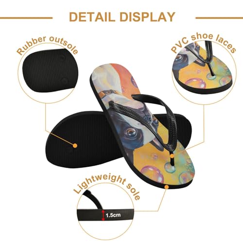 Sinestour Dog Bubbles Yellow Flip Flops for Beach Thong Sandals Anti-slip Lightweight Beach Slippers for Summer Travel Swim3