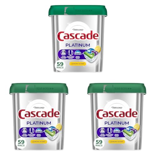 Image of Cascade Platinum Dishwasher Pods, Dishwasher Detergent, Dish Detergent Soap, Lemon, 59 Count (Pack of 3)