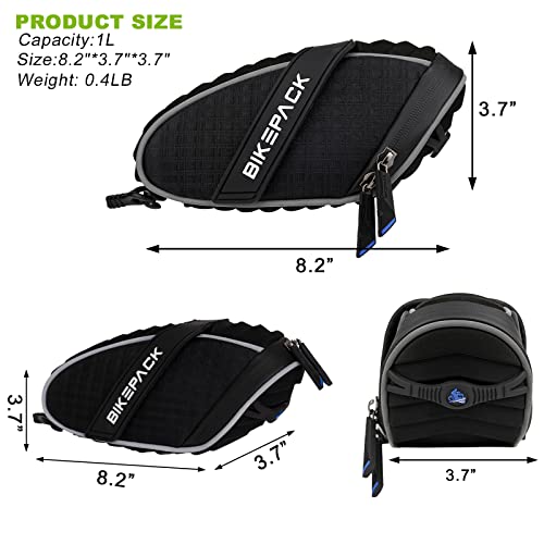 New Bike Saddle Bag Under Seat 3D Shell Bike Storage Bag, Waterproof Bike Bag For Bicycles With Rain Cover, Bicycle Accessories Mountain Bike Bag, Silver Reflective Strip Bike Pouch, Durable Bike Pack #TOP3