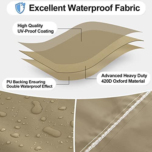 Outdoorlines Outdoor Waterproof Patio Table Furniture Set Covers - Rectangle Couch Sectional Cover Outside Weatherproof Patio Furniture Covering For Deck, Lawn And Backyard 74"L X 47"W X 28"H, Camel #TOP2