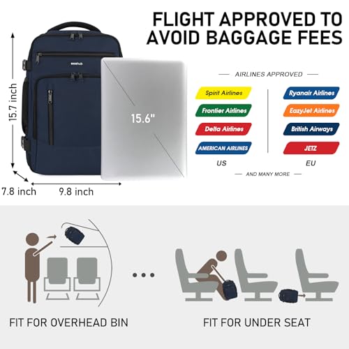 Image of ECOHUB Travel Backpack Airline Approved Under Seat Personal Item Bag | Carry on Backpack Water Resistant Fit 15.6 inch Laptop AirTag Pocket, Lightweight Casual Daypack for Women Men with USB Port