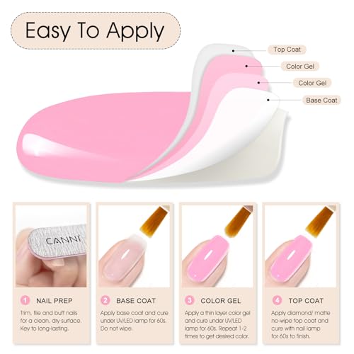 Image of CANNI 9ml Light Cherry Pink Gel Nail Polish High Gloss UV LED Soak Off Gel