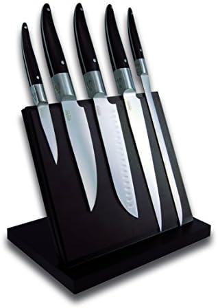 LAGUIOLE EVOLUTIONExpression Stainless Steel Kitchen Knife Block Set with Paring Knife, Santoku Knife, Kitchen Knife, Chefs Knife, Ham/Brisket Slicing Knife, Set of 5, Black