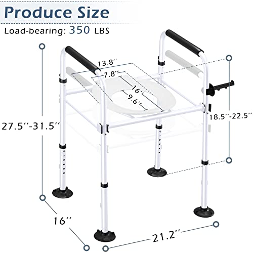 Bnehs Toilet Safety Rail-Toilet Handicap Rails For Elderly With Handles,Medical Safety Frame With Toilet Seat Riser,Height&Width Adjustable Bathroom Assist Grab Bar With Paper Towel Rack(White) #TOP7