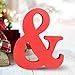 AOCEAN 6 Inch Red Wood Letters Unfinished Wood Letters for Wall Decor Decorative Standing Letters Slices Sign Board Decoration for Craft Home Party Projects (&)