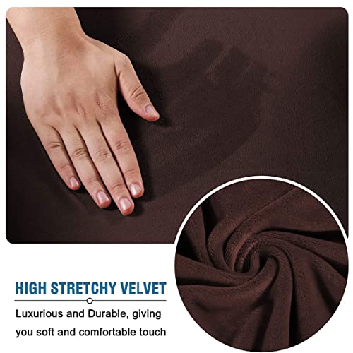 Lexfort Velvet Ottoman Covers Slipcover Square Footstool Protector Covers Storage Stool Ottoman Covers Stretch With Elastic Bottom Medium Coffee #TOP3