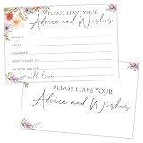 Floral Advice and Wishes Cards for Weddings Bridal Showers Baby Showers Graduation Thanksgiving Watercolor Advice Cards Heavyweight Printed Guestbook Wedding Guest Book Alternative 25 Pcs - FS612