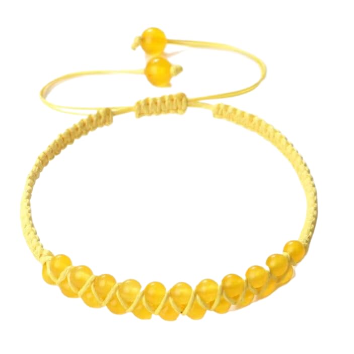 Bracelet oeil de tigre double rangée tressé main avec perles de 4mm