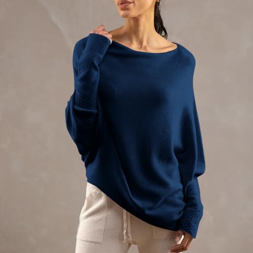 Women's Off The Shoulder Sweaters Sexy Long Sleeve Shirts Oversized Fashion Casual Batwing Pullover Jumper Tunic4