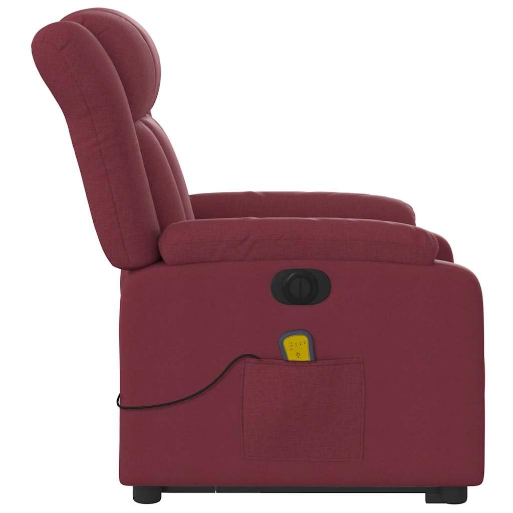 Sillón elevador eléctrico reclinable con 6 puntos de vibración, de tejido rojo vino, para elevación y relajación automática, asiento amplio y estable