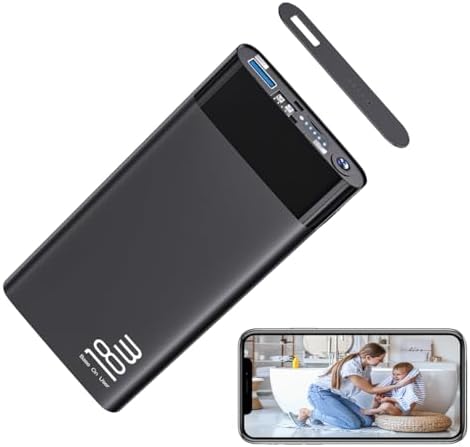 Lizvie Power Bank Camera, 10000mAh Portable Charger Hidden Camera 1080P HD Wireless Wi-Fi Remote SD Storage/Motion Detection/Night Vision/App Control Nanny Cam for Home/Pet Security Indoor Safe.