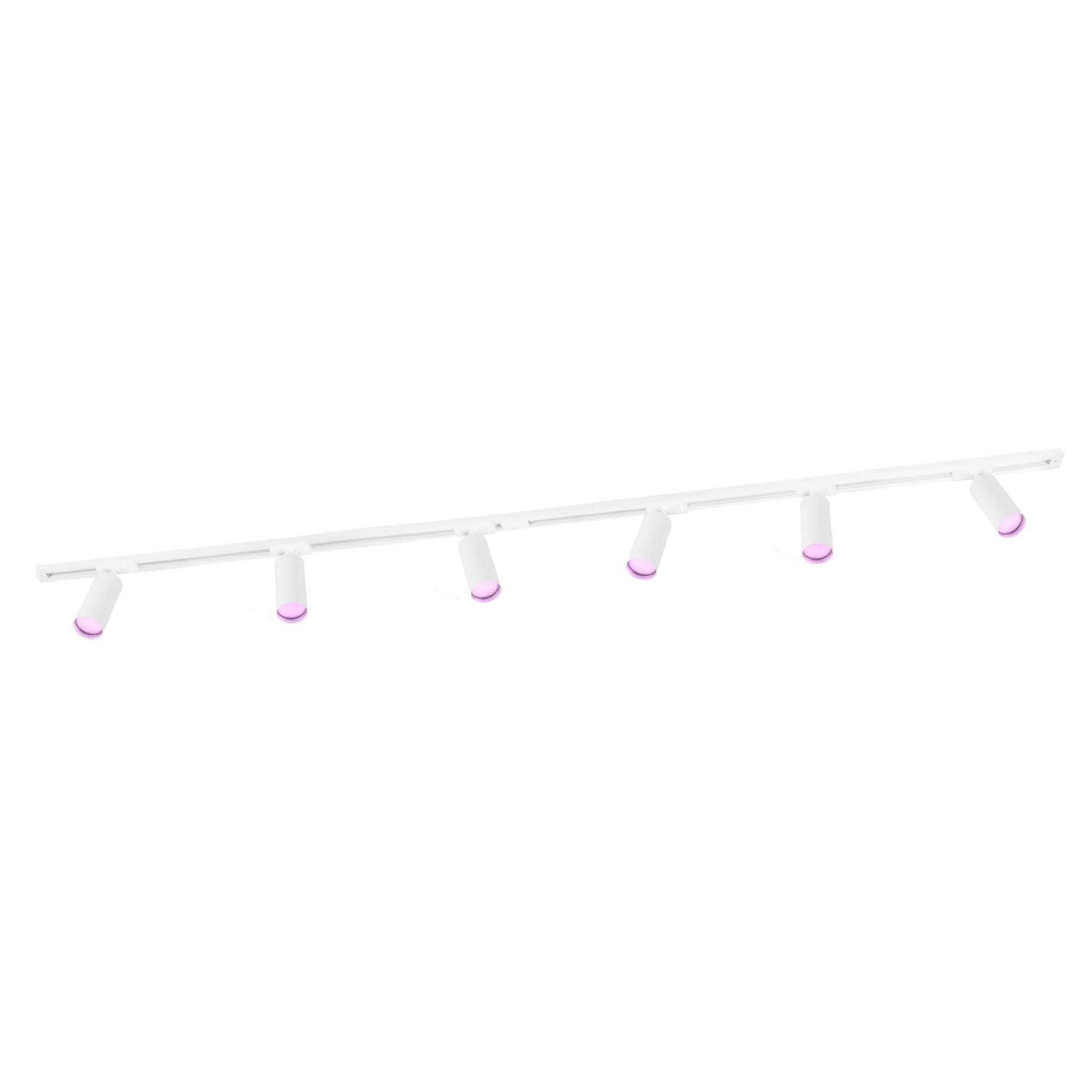Ledvion Sistema de rieles iluminacion 2m Monofasico Blanco 6 focos RGB