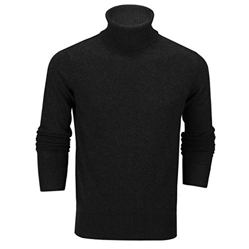 Xposed Mens Roll Neck Jumper Soft Cotton Fine Knitted High Turtle Polo Pullover Top[JUMPER-G1808,3XL,Black]