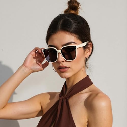 Retro Oversized Square Sunglasses for Women, Trendy Classic Style Sun Glasses UV4002