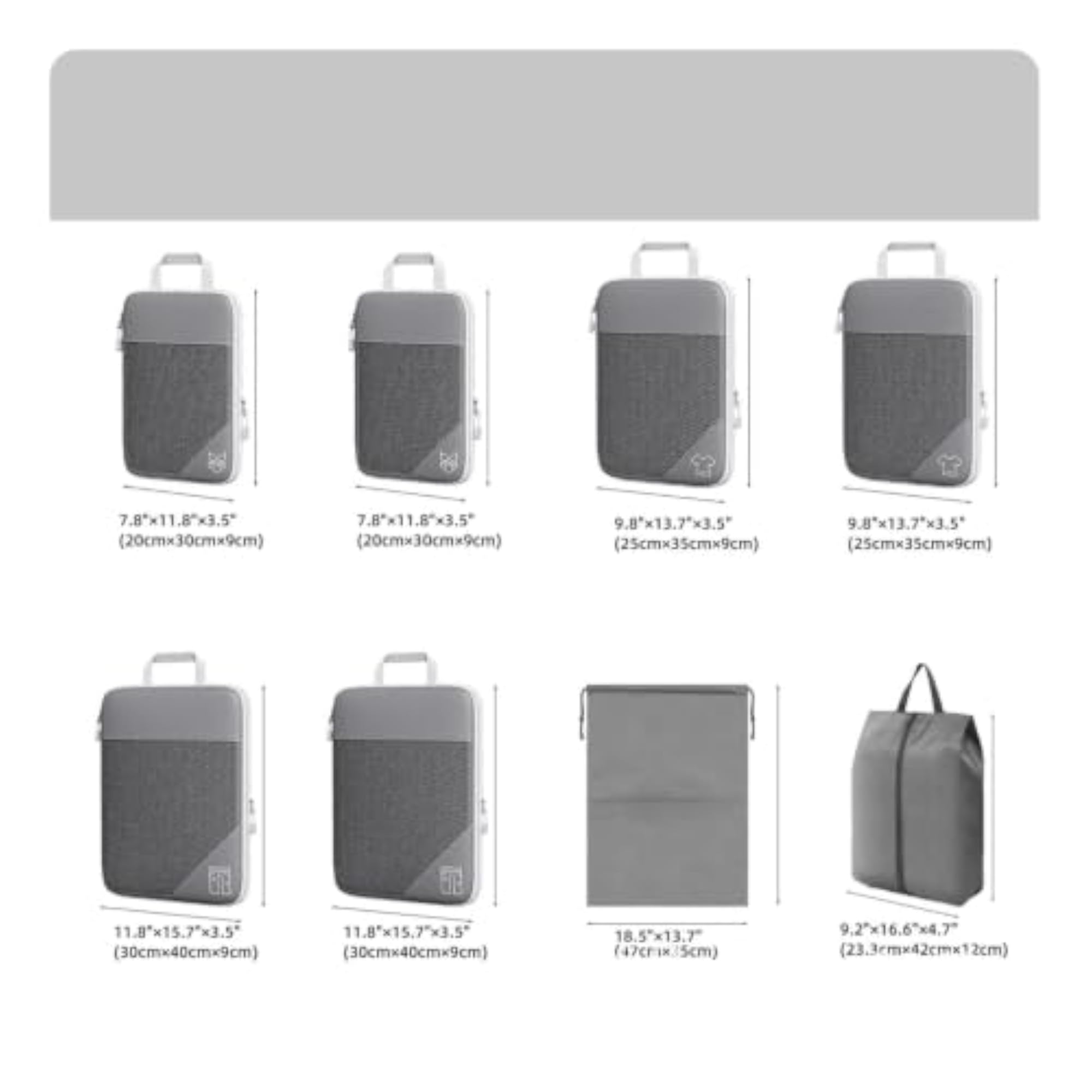 8 Pieces Compressible Travel Storage Bag Set, Reinforced Handles