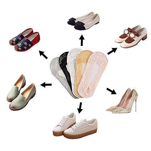 Image of ELEG & STILANCE Women's Low Cut Invisible Net Socks No Show Loafer Toe Anti Slip Foot Socks Set For Sneaker and Loafers (Multicolor, Size - 4 till 6)