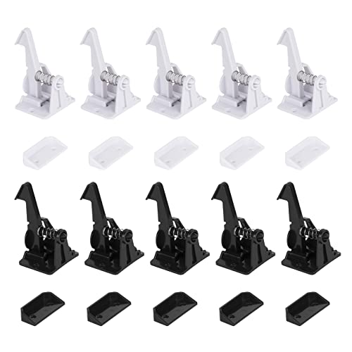 DODAMOUR 10 Pack Invisible Cat Proof Cabinet Locks Drawer Latches No-Drill Adhesive Pet Safety for Dressers, Kitchen (Black & White)