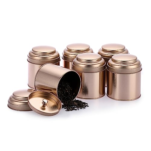 IGNPION Pack de 6 boîtes de rangement en métal pour thé en vrac 227g Pots hermétiques pour noix, bocaux de rangement pour épices de cuisine, bocaux de...