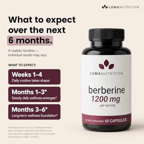 Image of Luma Nutrition Berberine Supplement - Berberine HCL 1200mg Per Serving - 97% Berberine HCl - Vegan, Gluten Free - 60 Capsules