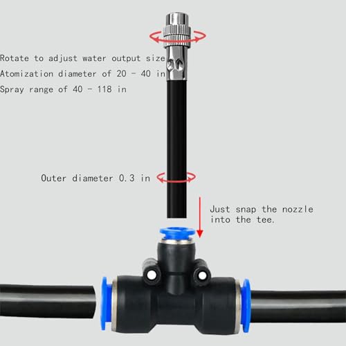 image for Wexecon 8mm Tee Sprinklers for Yard 10-Pack with Adjustable Micro Mist