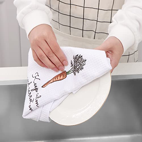 Microfiber Dish Towels Funny Veggie Puns Funny Kitchen Towel Set Of 4 - Best Housewarming Gifts For New Home, Tea Towels For Kitchen Funny, Mom Kitchen Gifts, Veggie Themed Dish Towels With Sayings #TOP6