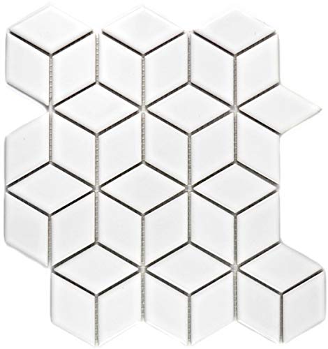 MOS13OV-0101_f - Azulejos de cerámica en 3D, color blanco brillante, 10 unidades