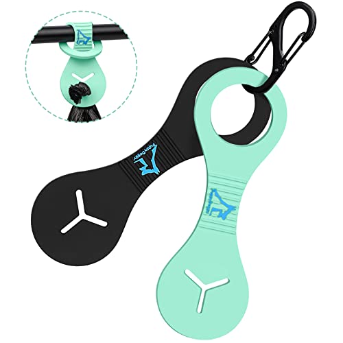 Image of Dog Poop Bag Holder for Leash Waste Bag Carrier Dog Poop Bag Dispenser for Walking Running Bicycle Accessory 2 Pieces (Black + Light Green)
