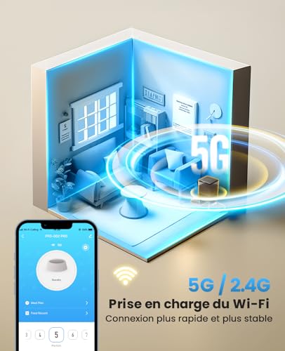 oneisall 5L Distributeur Croquettes Chat Automatique WiFi, 2 Bols INOX – vue 2