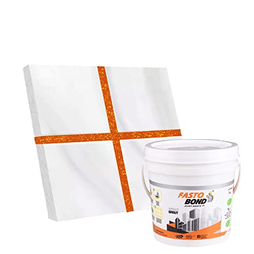 FASTO BOND Resin Epoxy Grout - 1 Kg-3 Kg & 5 Kg - Goldan_ Glitter-Sparkle Colors Tile Grout_| 3 Components Only | Premixed Glitter For Uniform Finish (5 Kg, Orange Golden), 1 Bucket