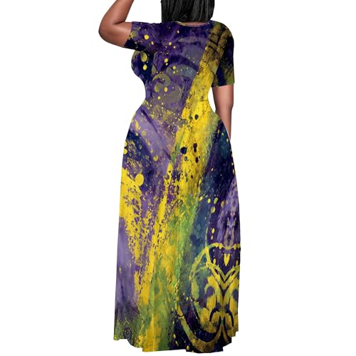 Image of SUZONANA Plus Size Dresses for Women Summer Casual Maxi Dress Short Sleeve Loose Vacation Dress