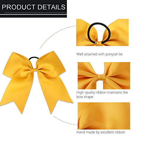 Large Gold Cheer Bow, Hipcheer 8 Inch Large Jumbo Cheer Hair Bows Ponytail Holder Elastic Band Handmade For Cheerleaders Teen Girls College Sports #TOP2