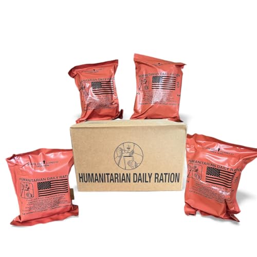 HDR Humanitarian Daily Rations 4-Pack Vegetarian MRE Meals (No Meat) | Emergency Survival Food | Long-Term Shelf-Stable Disaster Relief & Preparedness